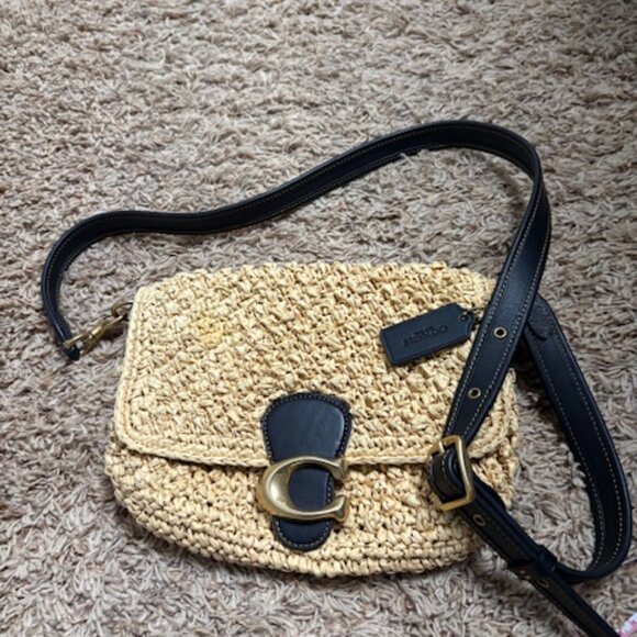 Coach Tabby Popcorn Texture Straw Shoulder Bag - Picture 3 of 5